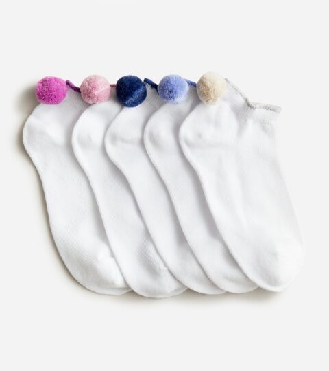 Girls’ Pom-pom Ankle Socks Five-pack