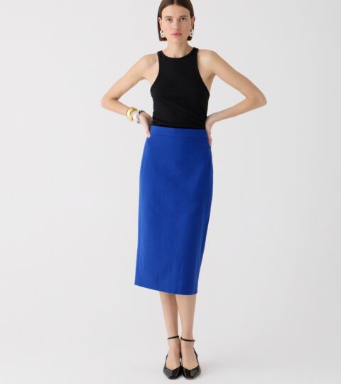 No. 3 Pencil Skirt In Bi-stretch Cotton Blend