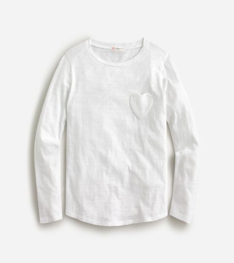 Girls’ Long-sleeve Heart-pocket T-shirt