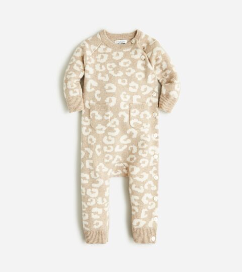 Limited-edition Baby Cashmere One-piece In Leopard