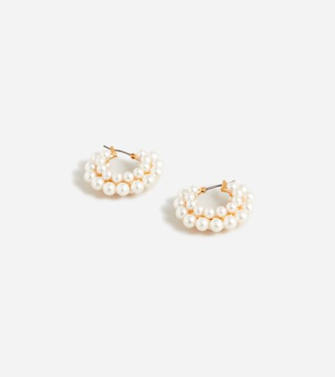 Layered Mini-pearl Hoop Earrings