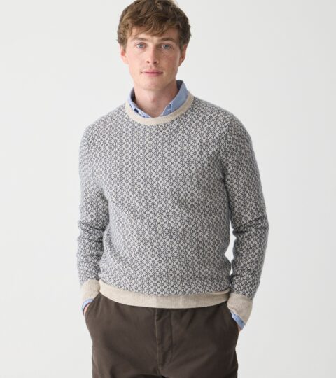 Cashmere Jacquard Crewneck Sweater