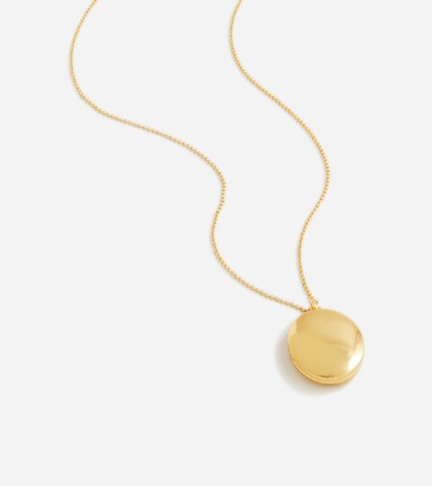 Dainty Gold-plated Oval Locket Necklace