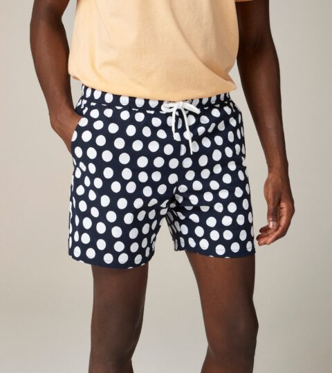 6” Stretch Swim Trunk In Polka-dot Print With ECONYL® Nylon