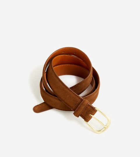 Italian Suede And Leather Round-buckle Dress Belt