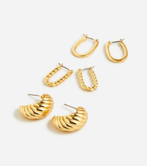 Sculptural Gold Earrings Set-of-three