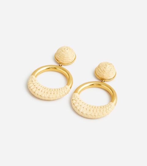 Faux Raffia-wrapped Hoop Earrings