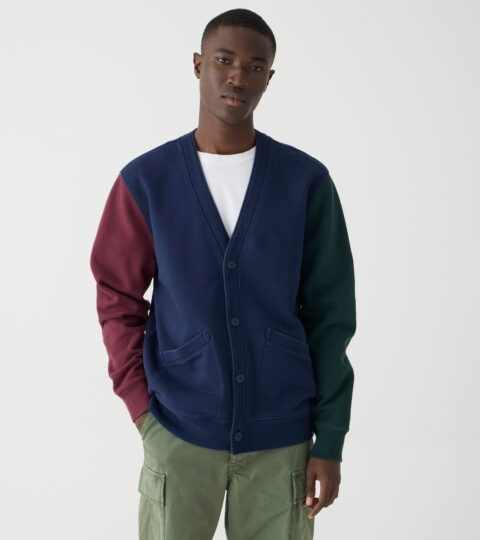 Heritage 14 Oz. Fleece Cardigan Sweatshirt In Colorblock