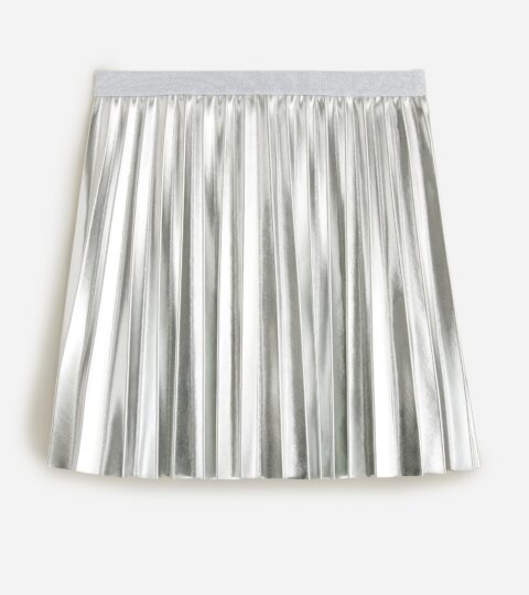 Girls’ Pleated Pull-on Skirt In Metallic