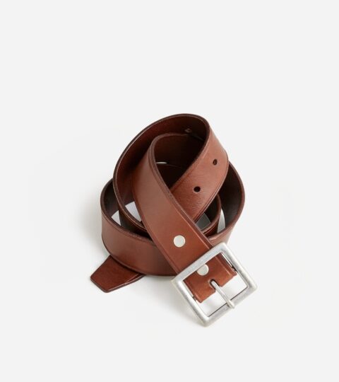 Wallace & Barnes Italian Leather Belt With Square Brass Buckle