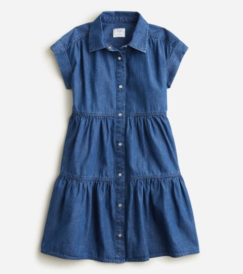 Girls’ Button-front Chambray Shirtdress