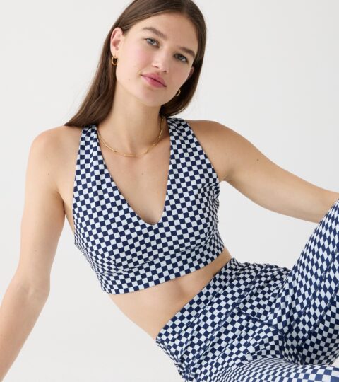 CloudStretch Deep V-neck Sports Bra In Checkerboard