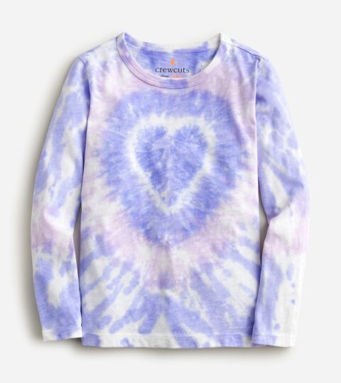 Girls’ Long-sleeve Heart Tie-dye T-shirt