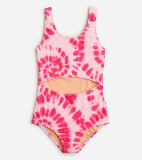 Girls’ Printed Cutout-waist One-piece Swimsuit With UPF 50+