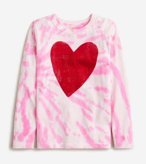 Kids’ Long-sleeve Tie-dye Heart Graphic T-shirt