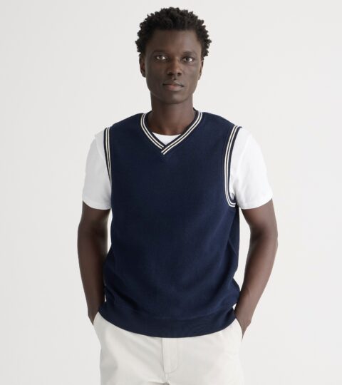 Cotton Piqué-stitch Sweater-vest