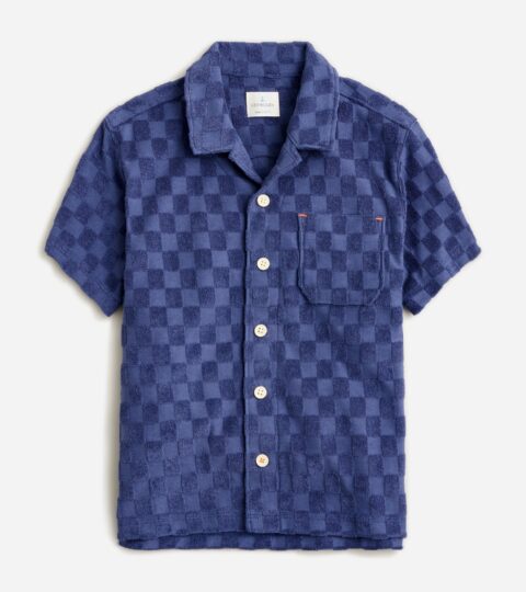 Kids’ Camp-collar Shirt In Terry Jacquard