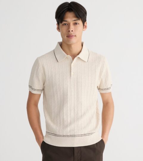 Texture-stitch Cotton-tipped Sweater-polo