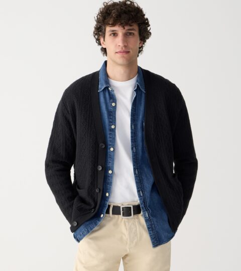 Heritage Cotton Pointelle-stitch Cardigan Sweater