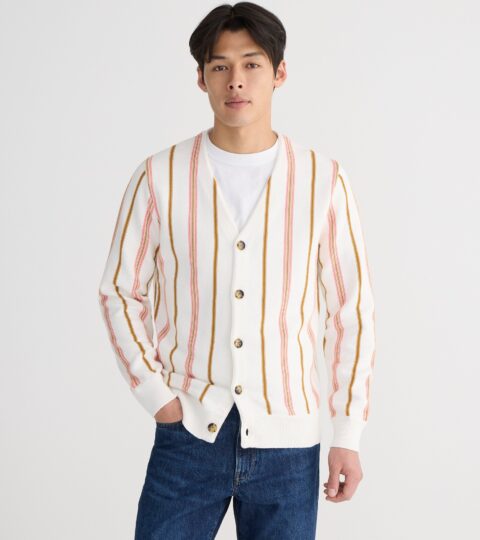 Heritage Cotton Cardigan Sweater In Stripe