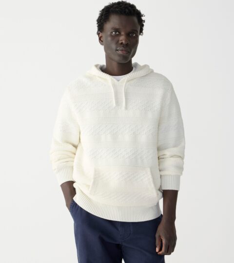 Cotton Guernsey-stitch Hooded Sweater