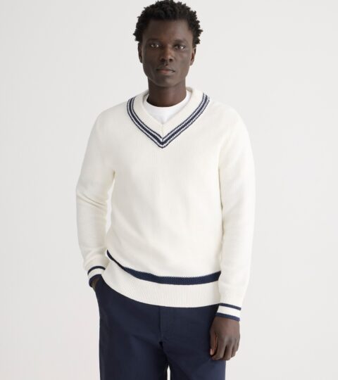 Cotton V-neck Cricket Sweater