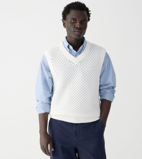 Cotton Berry-stitch Sweater-vest