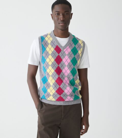 Cashmere Sweater-vest In Argyle