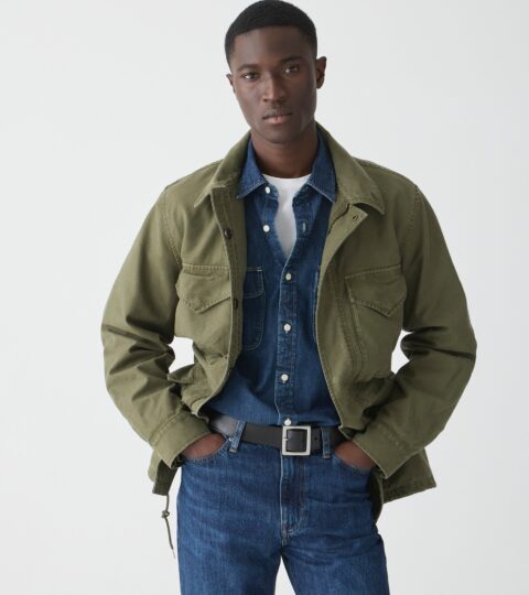 Garment-dyed Field Jacket In Reverse Cotton Sateen