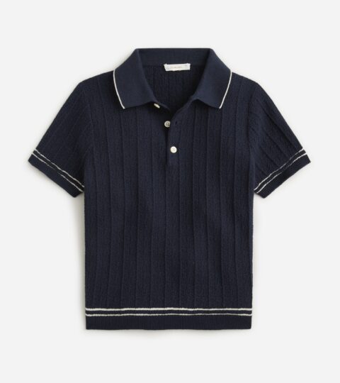 Boys’ Tipped Short-sleeve Sweater-polo In Cotton