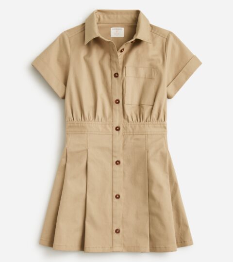 Girls’ Pleated Chino Shirtdress