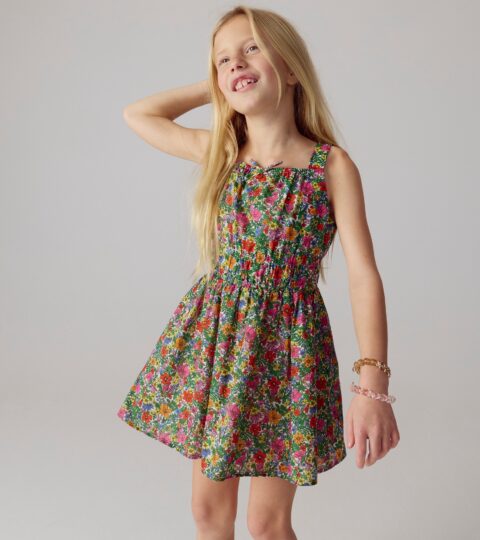 Girls’ Smocked-waist Dress In Floral Cotton Voile