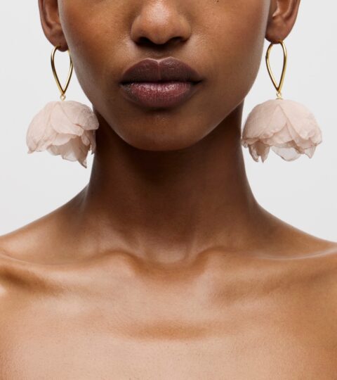 Flower Appliqué Drop Earrings