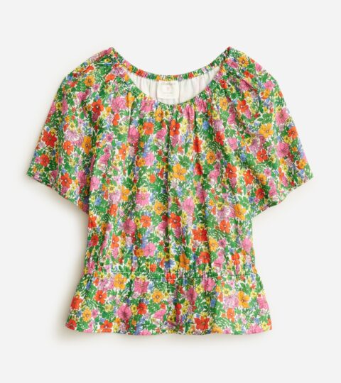 Girls’ Gathered-waist Crop Top In Floral