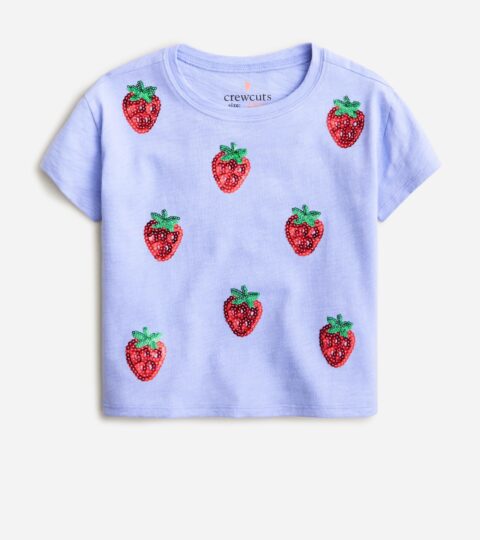 Girls’ Cropped Sequin Strawberry T-shirt