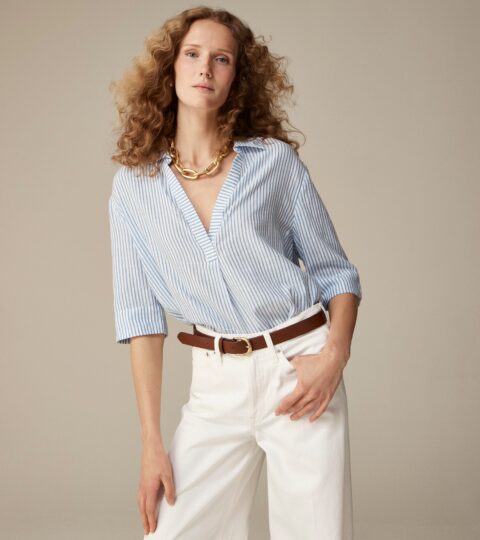 Popover Shirt In Striped Airy Gauze