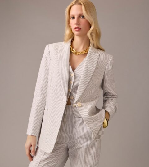 Collection Tuxedo Blazer In Italian Linen Blend With Lurex® Metallic Threads