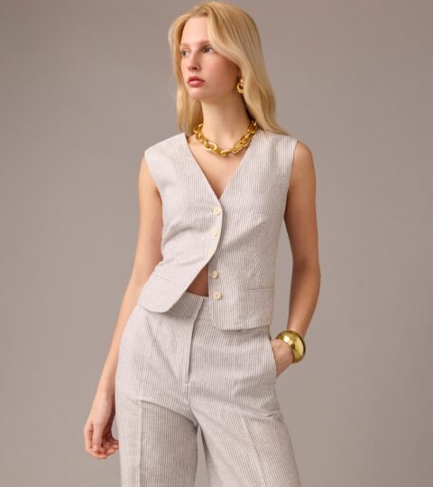 Collection Suit Vest In Italian Linen Blend With Lurex® Metallic Threads