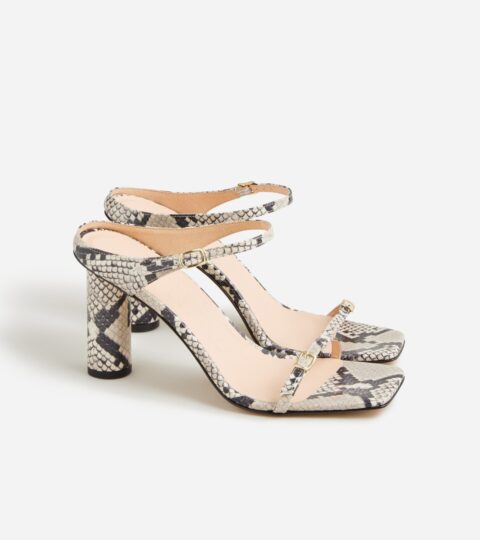 Rounded-heel Sandals In Snake-embossed Leather