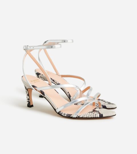 Made-in-Italy Curved-heel Sandals In Metallic Leather