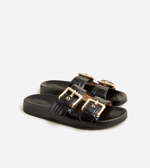 Marlow Sandals In Croc-embossed Leather