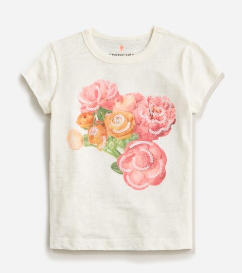 Girls’ Bouquet Graphic T-shirt With Sequins