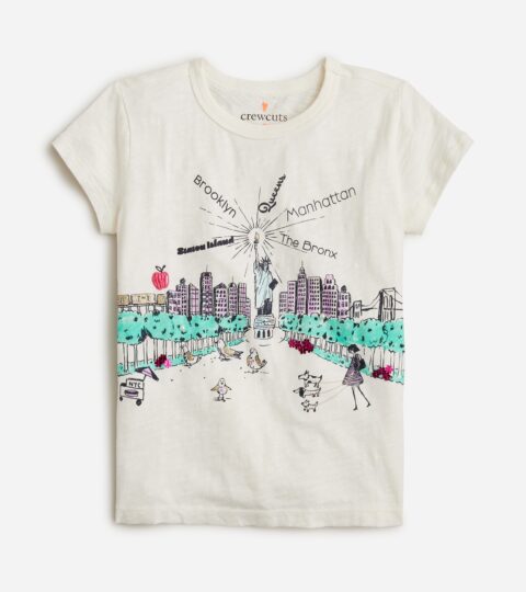 Girls’ Retro NYC Graphic T-shirt With Glitter