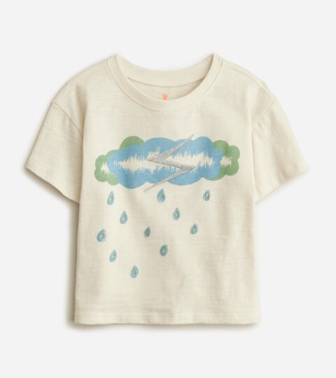 Girls’ Cropped Sun And Rain Graphic T-shirt