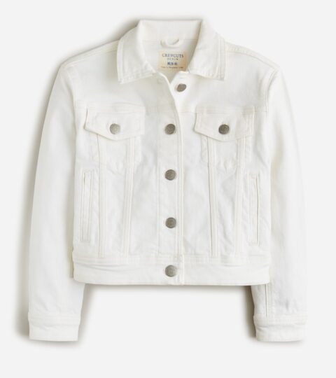 Girls’ Cropped Denim Trucker Jacket In White