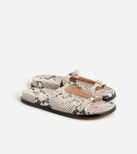 Colbie Buckle Sandals In Snake-embossed Leather