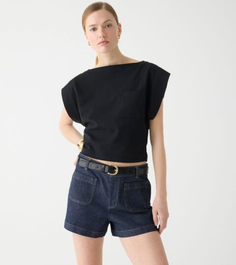 Patch-pocket Denim Short In Resin Wash