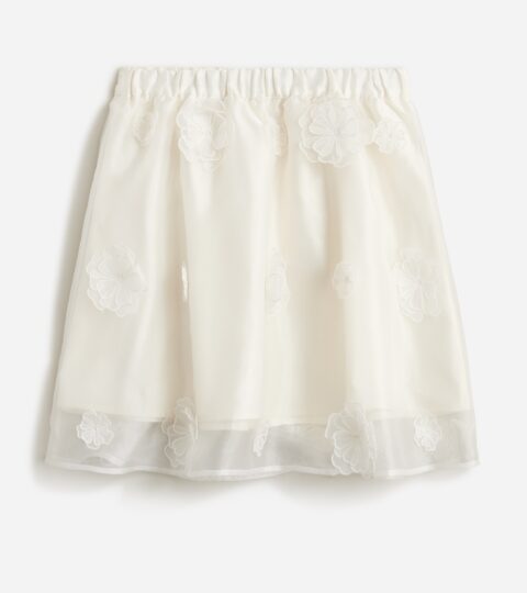 Girls’ Floral Appliqué Skirt In Organza