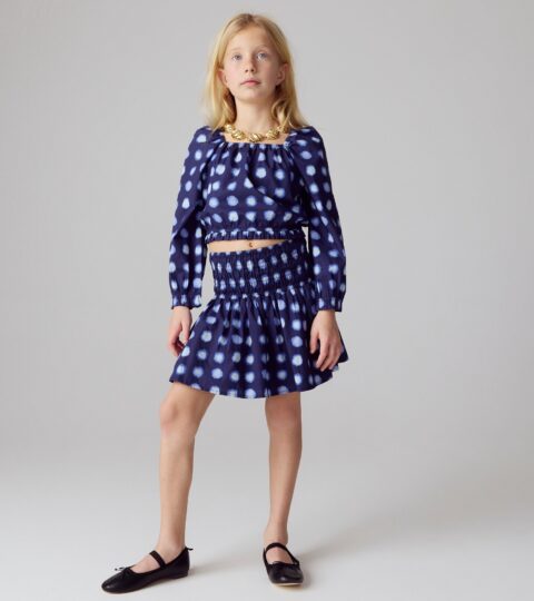 Girls’ Smocked Skirt In Shibori Print