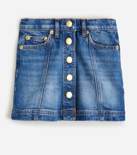 Girls’ Button-front Denim Mini Skirt